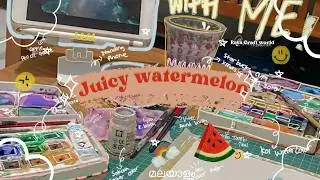 How to do Realistic Watermelon 🍉 Sketching and painting steps malayalam.|Still life Painting steps