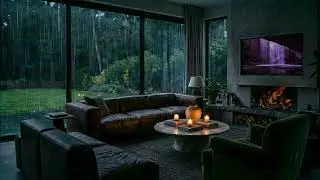 Heavy Rain & Fireplace Sounds for Sleep 🌧️ Cozy Room Ambience (3 Hours)