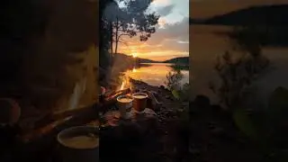 Best Relaxing Nature Moments, Sunset Camping, Campfire & Coffee by the Lake