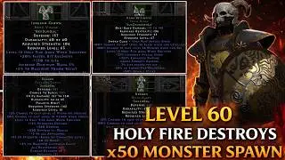 🔥 Level 60 Holy Fire Destroys x50 Monster Spawn | Insane AoE Damage | Diablo 2 Resurrected