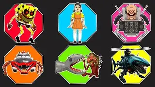 Monster Vs Skibidi Toilet, Police Car Eater, Tree Head, Monster Helikopter, Spongebob Exe, Brain Eye