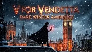 V for Vendetta Ambience 🎭 Snowy London Rooftop | Dark Classical Music & Winter Wind
