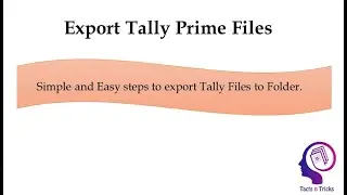 Export files to Folder| Tally Prime