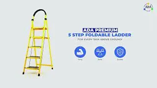 ADA Premium Foldable 5 Step Ladder for Home Use, Anti-Skid Wide Steps Stool