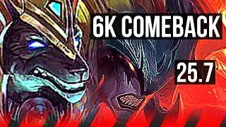 NASUS vs AATROX (TOP) | 6k comeback, 37k DMG | KR Diamond | 25.7