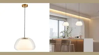 Aeyee Modern Pendant Light Fixture with Double Glass Shades Adjustable Elegant Soft Light Chandelier