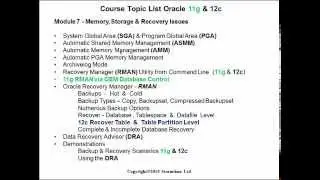 Oracle 11g and 12c Database Administration Part I Webinar