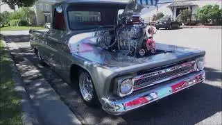 OBX 1966 Chevy C10 Double Blower Pro Street Blown Truck Dreamgoatinc Hot Rods Customs and Classics