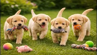 🤣🐕 Playful Puppies Competing for Toys on the Grass | Funny Dog Barking Sounds