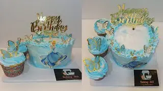 Cinderella cake||sky blue cake||vanilla flavour cake||Baking accessories 