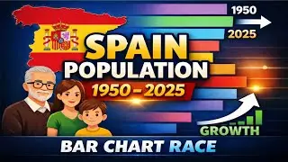 Spain Population Growth (1950&ndash;2025) | Animated Bar Chart Race | Historical Data Visualization