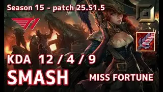 【KRサーバー/C1】T1 Smash ミスフォーチュン(Miss Fortune) VS エズリアル(Ezreal) BOT - Patch25.S1.5 KR Ranked【LoL】