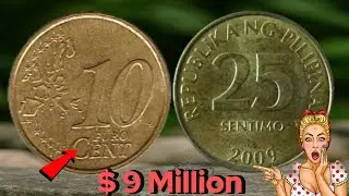 Most Valuable 2 Euro 2008 10 Euro 1999 and 25 Sentimo 2009 Coins Worth Big Money