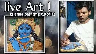 Live Art! Lord Krishna Painting Tutorial | Step-by-Step Acrylic Painting for Beginners