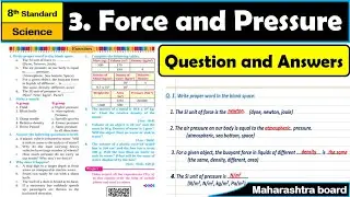 3. Force and Pressure | Question Answers | Class 8 | Science | Maharashtra State Board