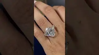 10 CT Large Three stone oval moissanite engagement ring,hidden halo,heart&big oval cut moissanite