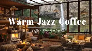Jazz Instrumental Music & Coffee Shop Waterfall View with Relaxing Jazz Piano for Study, Work