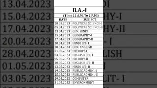BA 1ST YEAR EXAM TIME TABLE 2023 🥰🥰🥰