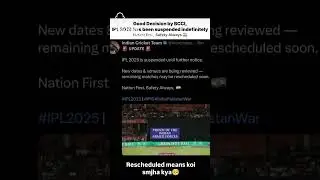 IPL 2025 SUSPENDED BY BCCI🥲🫡🔥#ipl #indiancricketteam #bcci #trendingshorts