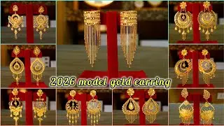 2026 model gold earring design//light weight & unique design all gold earring//gold kanbala design 