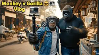 Monkey &times; Gorilla Vlog 😎📸 | Tea Stall Fun & Crazy Friendship #Shorts #MonkeyVlog #shortsvideo 