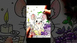 Chubby Mouse Candlelight Fruit Time 🐭🍎🕯️ | Calm Spa Coloring Book