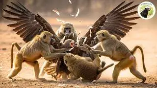 eagle vs  baboon the jungle godfather intercepts a flying missile  animal fights