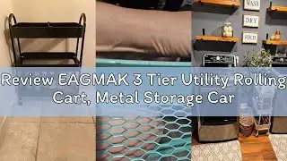 Review EAGMAK 3 Tier Utility Rolling Cart, Metal Storage Cart with Handle and Lockable Wheels, Multi