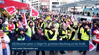 Verdi-Warnstreik: 450 Menschen gehen in Siegen f&uuml;r mehr Geld auf die Stra&szlig;e