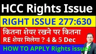 HCC rights issue I HCC share latest news I Hindustan Construction Company.rights issue क्या होता है?