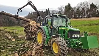 Foresting with John Deere 6430 Premium in Slovenia