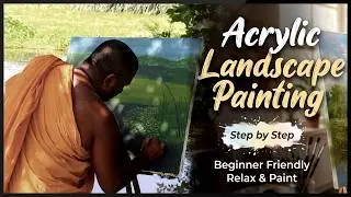 acrylic Landscape painting😋👀 || step by step || THALANGAMA LAKE 👈✍|| Panted by H Rathanajothi Thero