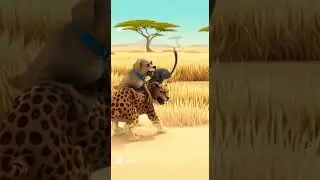 A dog dodges a leopard's attack, and a cat joins the fray~~animation! #cat #catshorts #animals