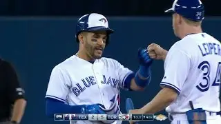 TEX@TOR: Travis ties franchise record for doubles