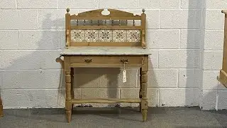 Late Victorian Pine Marble Top Washstand Tiled Back @ Drawer (I2952C) @PinefindersCoUk 