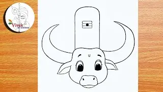 Nandi Bhagwan holding Shivling Drawing | Easy Drawing | Shivling Sketch Step by Step