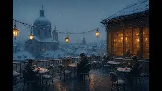 Snowy Vienna Rooftop Caf&eacute; ❄️ | Cozy Jazz & Winter Night Ambience