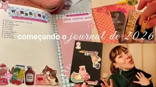 começando meu journal de 2026 do zero📘🎀 | ideias de página aesthetic, materiais e comprinhasss