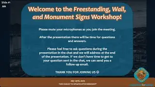 Freestanding, Wall and Monument Signs Workshop 07/23/2025