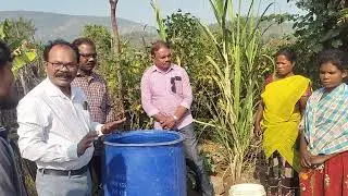 Sub-unit officer Dharma Rao explains the mosquito control method in Kranthipuram in Koya language.