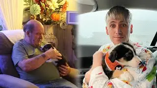 Surprising Lonely Grandad With A Puppy