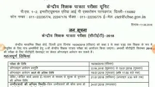Job alert l CTET 2018 Notification l