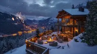 🔥🎼Quiet Winter Jazz Lounge | Snow Outside & Warm Fire | Focus Study Work Meditation Relax Calm