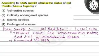 According to IUCN red list what is the status of red Panda (Ailurus fulgens) ? WV (1) Vulnerable...