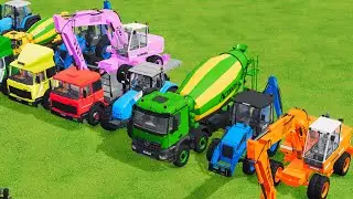 TRANSPORTING EXCAVATOR MIXER TRUCK TRACTORs Backhoe loaders Beamng.Drive Game FARMING SIMULATOR 22