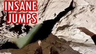 INSANE CLIFF JUMPS INTO NARROW CANYON