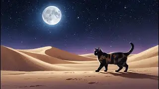Starry Desert Night & Cat | 1 Hour No Lyrics Ambient for Meditation & Sleep | Wool & Waves Vol.5