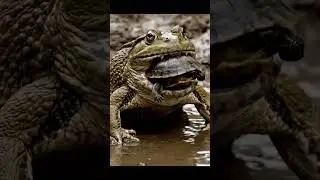 African Bullfrog eating turtle #viral #wildlife #animals #jungle #nature #world #africanbullfrog