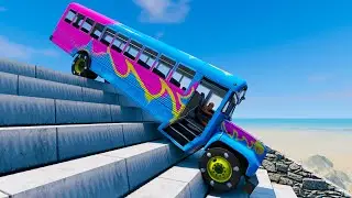 Car vs Stairs #7 | BeamNG Drive | Vehicle Destruction Physics