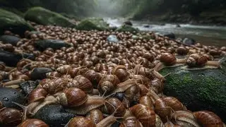 The Nocturnal Quest: Watch a Snail Hunt for Food to Survive the Night 🌙